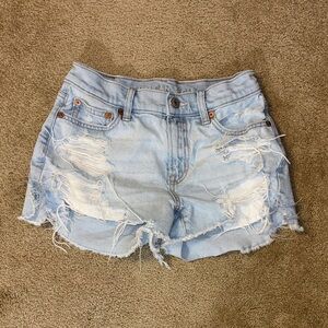 American Eagle Outfitters Light Blue Distressed Jean Shorts